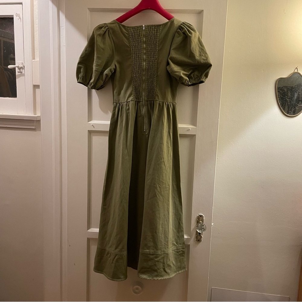 Burnt Olive Anthropologie Moon River Puffy Sleeve Dress - Sz S - NWT - Picture 2 of 7